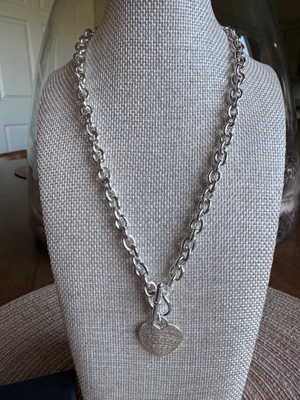 Italian 925 Sterling Silver Heart Toggle Necklace | New W Tags | Made in Italy